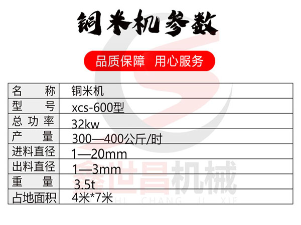 干式銅米機參數(shù)